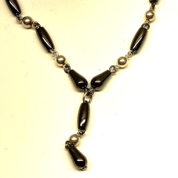 Vintage Crown PD Premier Designs Glass Silver Tone Y Drop Chain B#6 - Picture 4 of 11